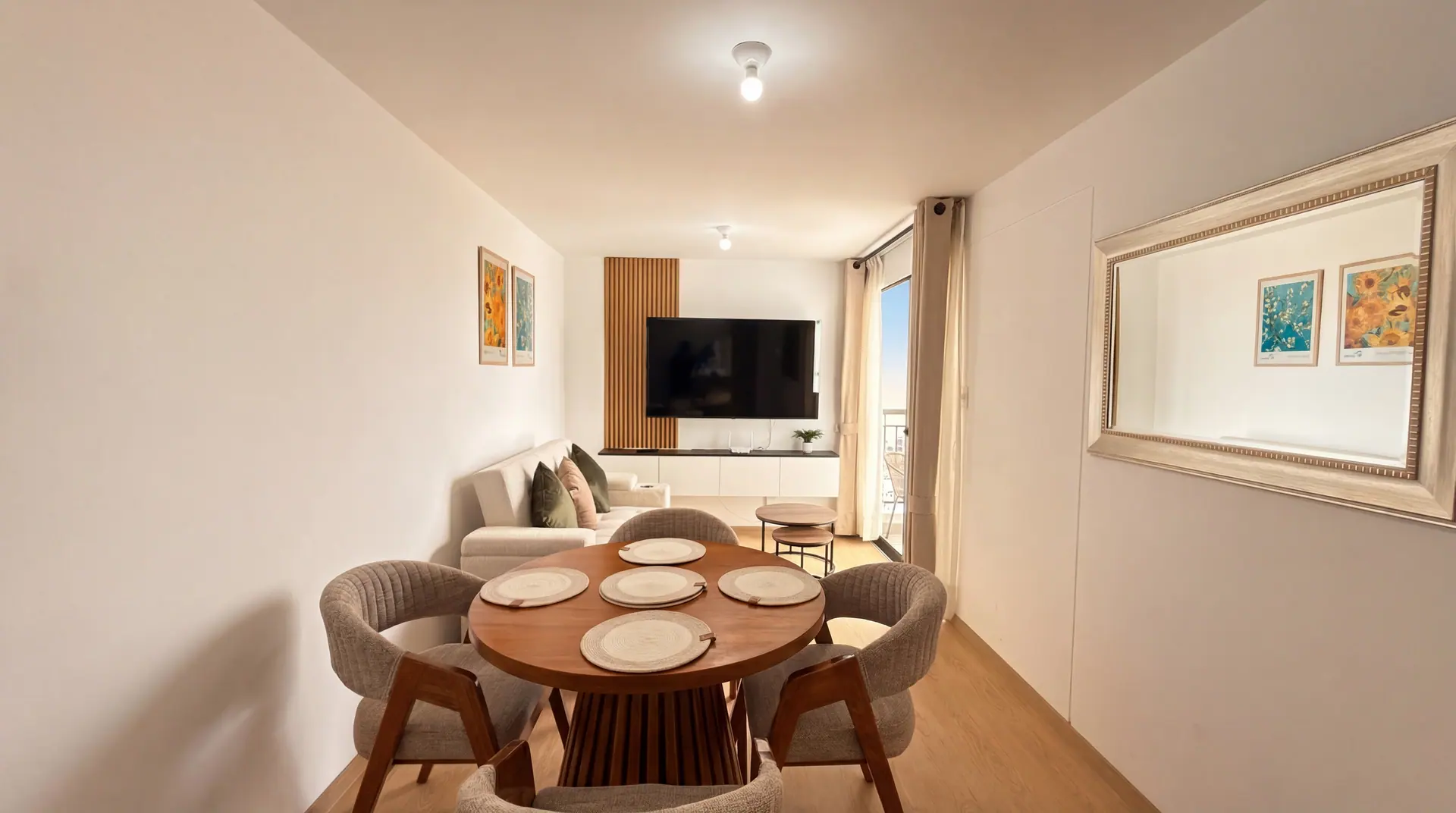 Living and dining area of an investment apartment managed by Maison Nova for an owner living abroad